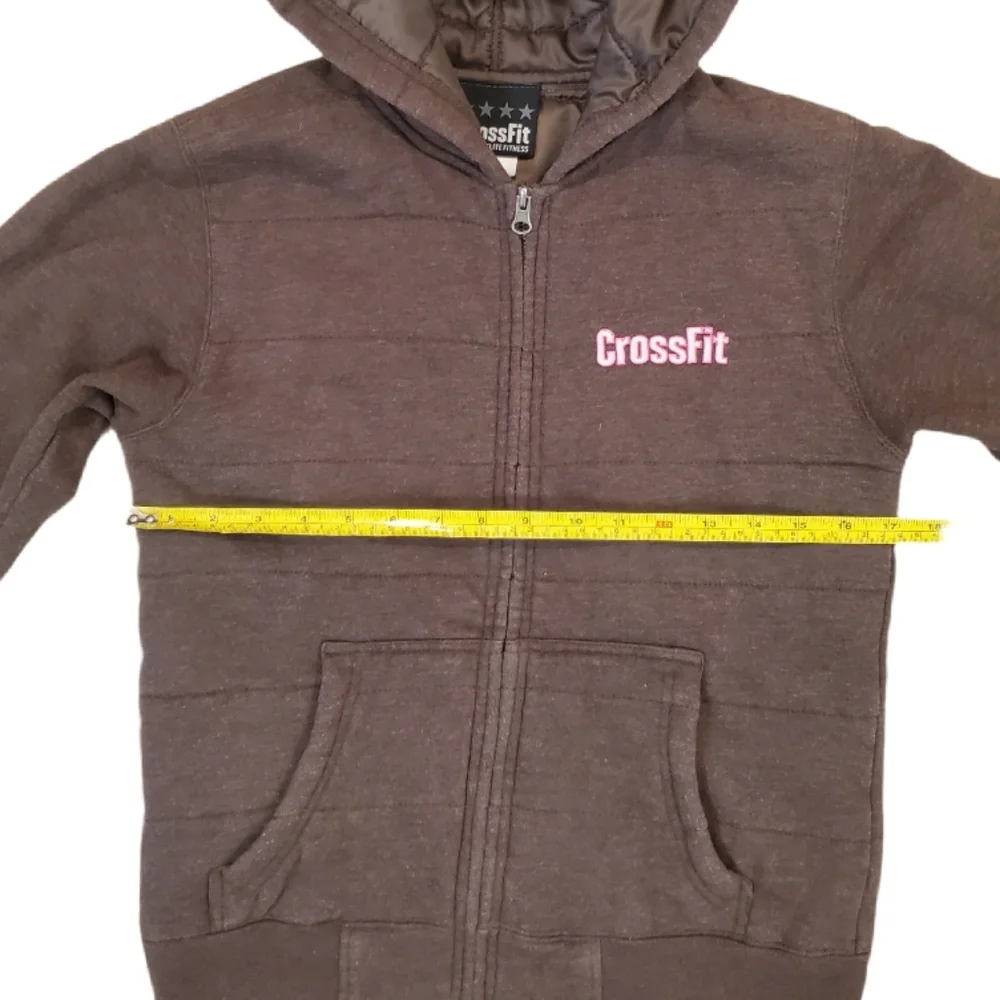 Crossfit Women's‎ Original Vintage Brown Quilted Zip Up Hoodie Jacket Size Small